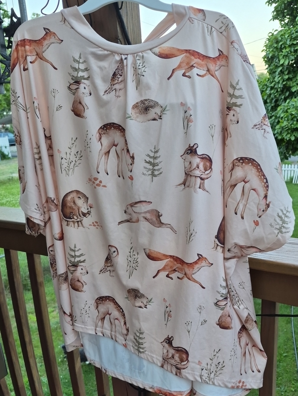 Woodland Animal Print Blouse in Blush